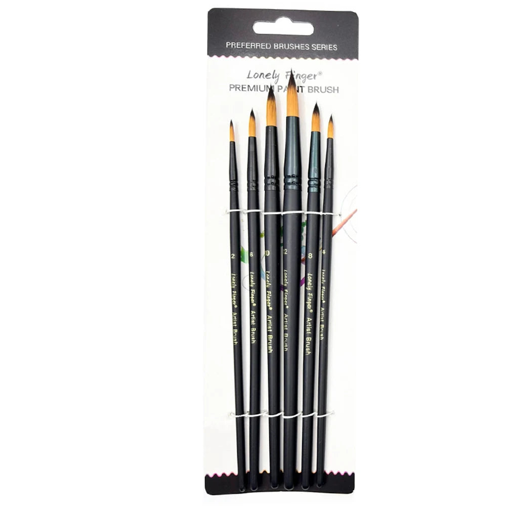 Artist Paint Brushes Set - 6pcs for Acrylic, Oil, Watercolor