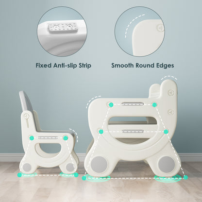 Kids Art Table Set - Magnetic & Erasable Surface, Gray & White