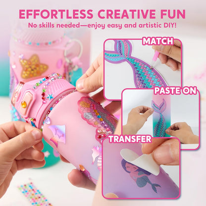 Mermaid DIY Water Bottle Kit - Gem Painting Crafts for Girls