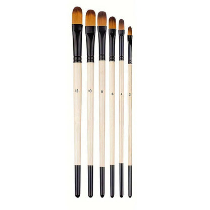 Artist Paint Brushes Set - 6pcs for Acrylic, Oil, Watercolor