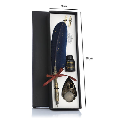 Retro Calligraphy Feather Pen Set - Vintage Writing Gift