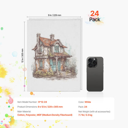 Painting Canvases - Ideal for Acrylic, Oil & Watercolor