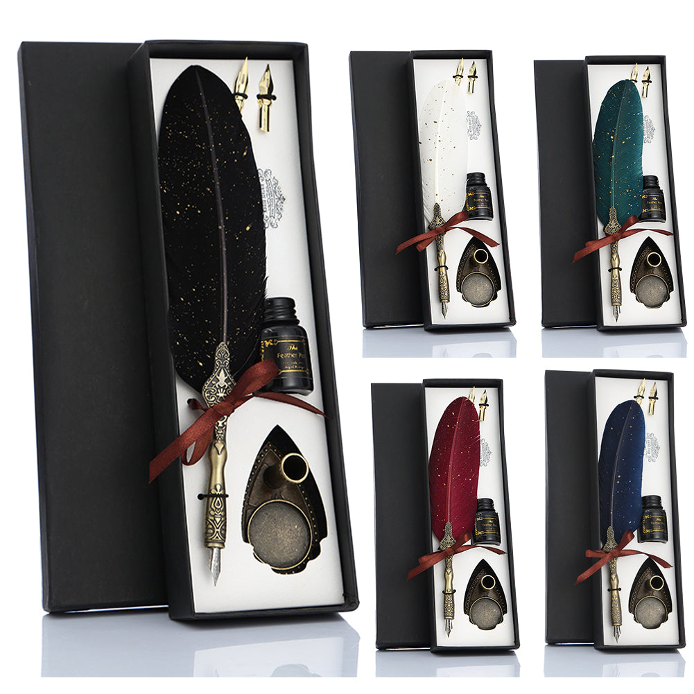 Retro Calligraphy Feather Pen Set - Vintage Writing Gift