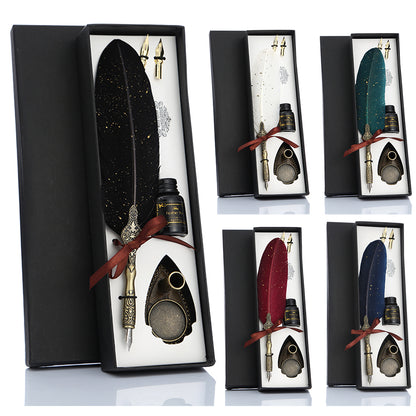 Retro Calligraphy Feather Pen Set - Vintage Writing Gift
