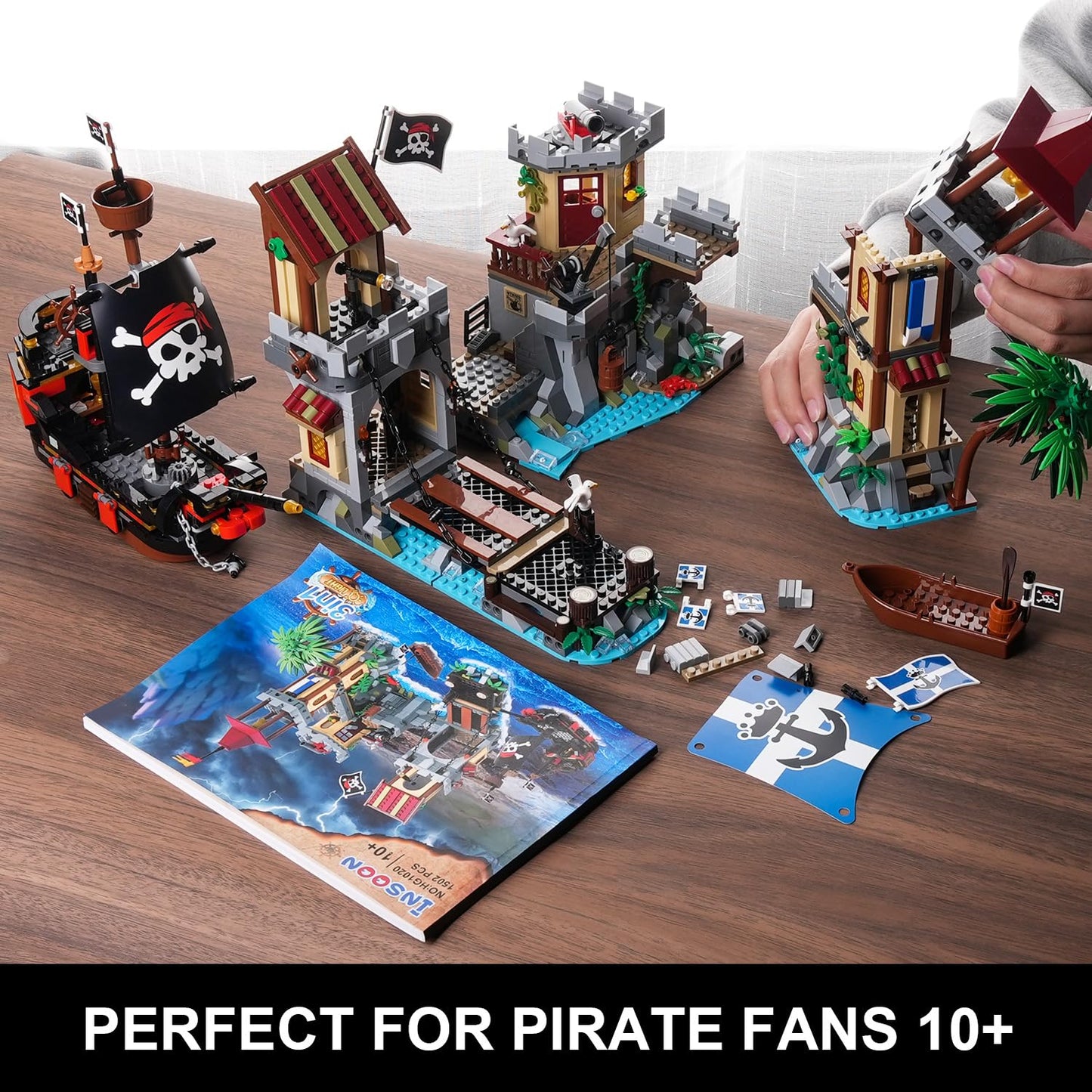 Pirate Castle Building Set - 3 Modes LED Ship & Wharf Model