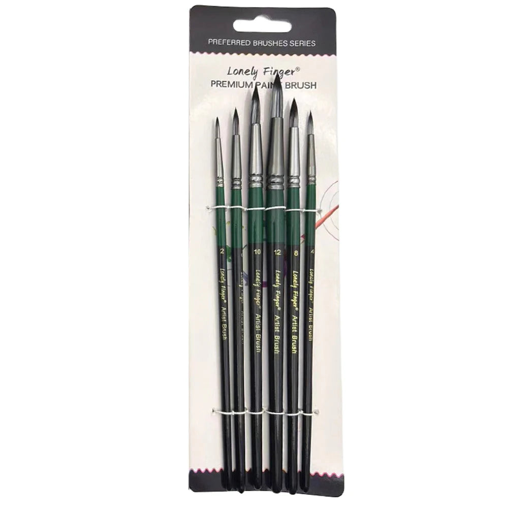 Artist Paint Brushes Set - 6pcs for Acrylic, Oil, Watercolor