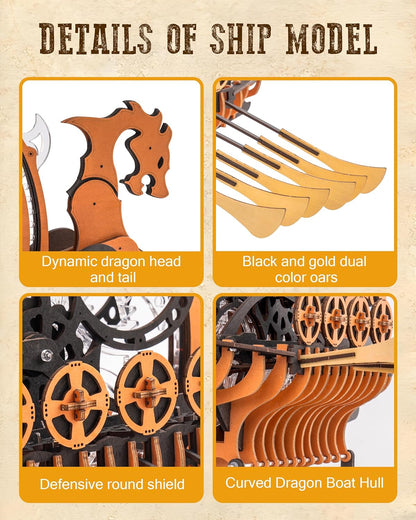 Viking Dragon Ship 3D Puzzle Kit 