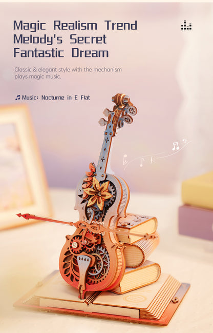 3D Wooden Violin Puzzle Music Box