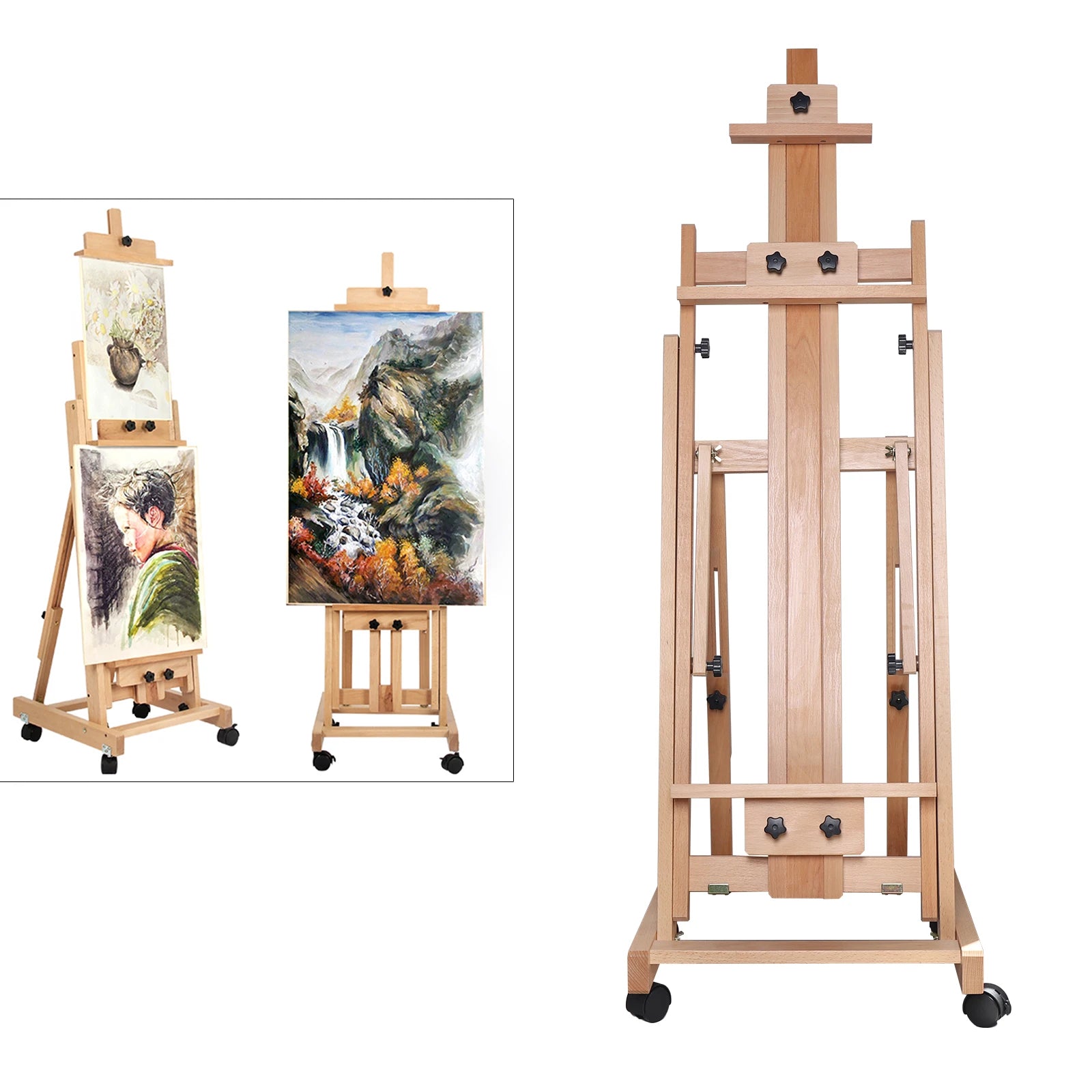 Beech Wood Art Easel Stand - Adjustable, Eco-Friendly, Mobile