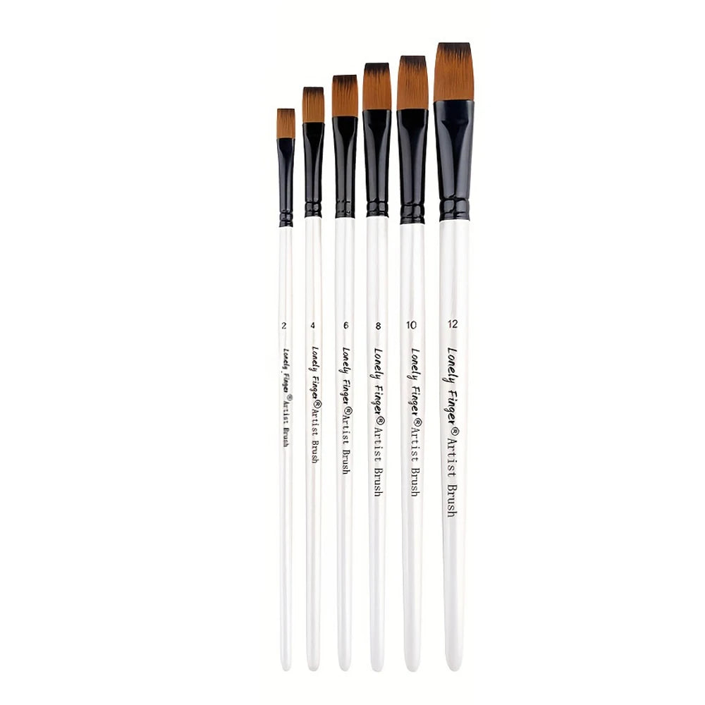 Artist Paint Brushes Set - 6pcs for Acrylic, Oil, Watercolor