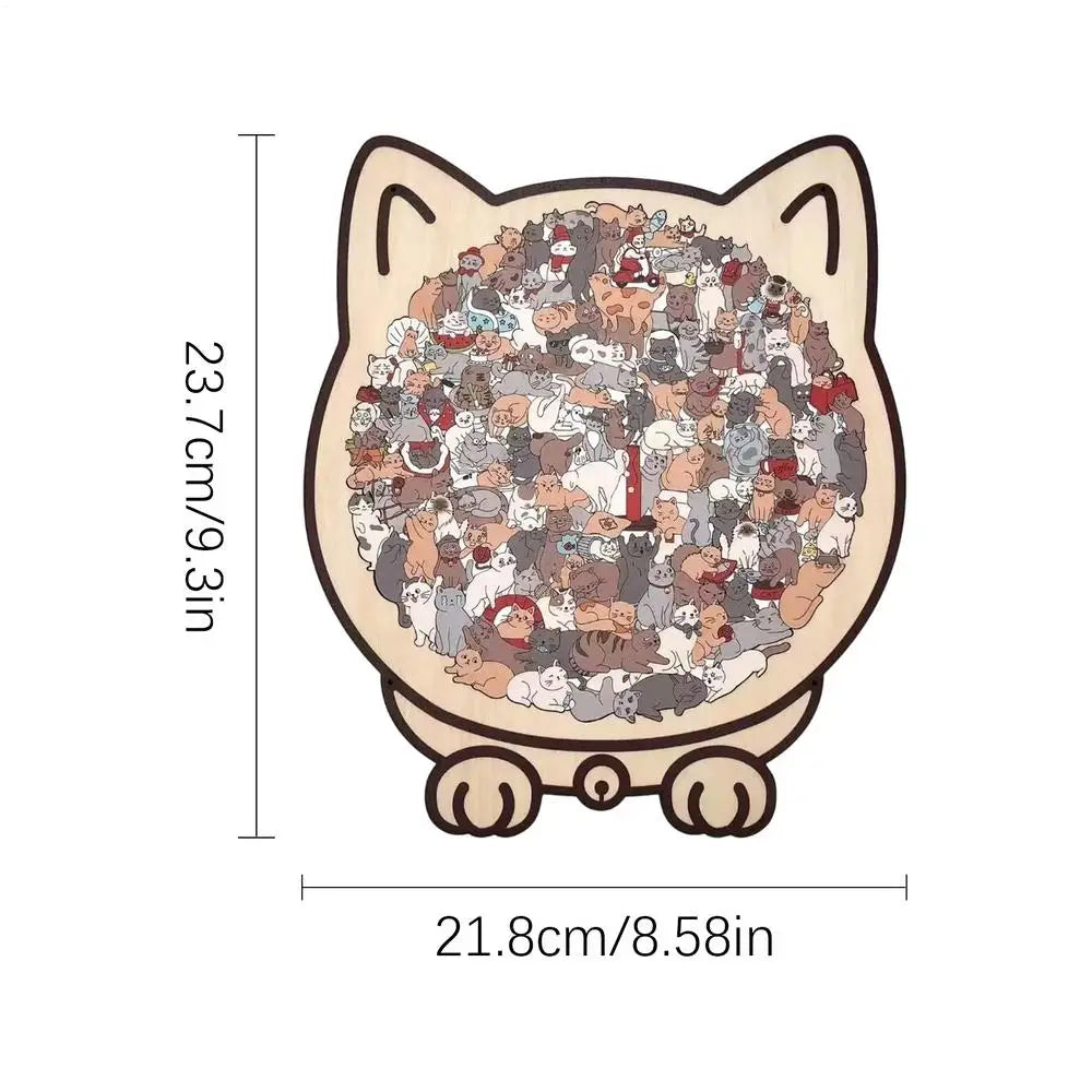 Cat-Shaped Wooden Puzzle - 135 PC Stress Relief Gift Idea
