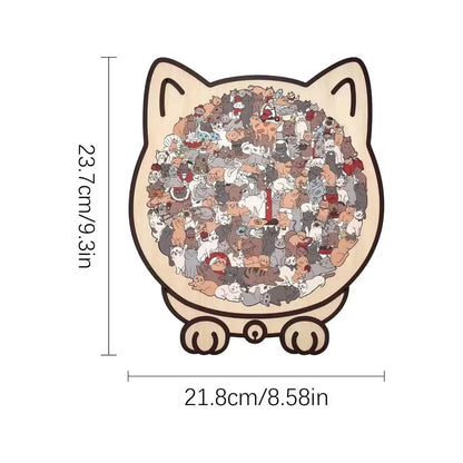 Cat-Shaped Wooden Puzzle - 135 PC Stress Relief Gift Idea