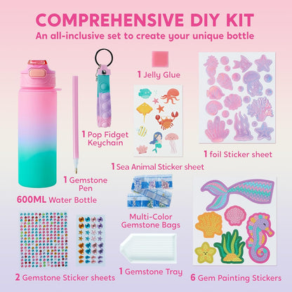 Mermaid DIY Water Bottle Kit - Gem Painting Crafts for Girls