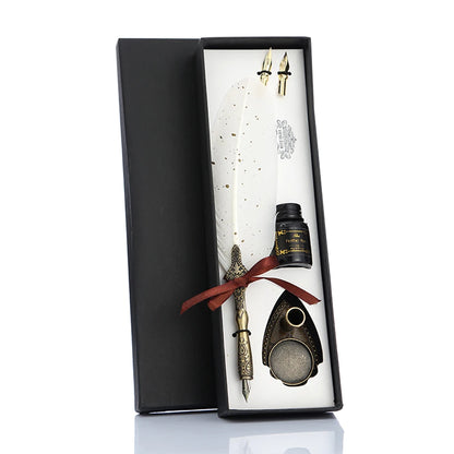 Retro Calligraphy Feather Pen Set - Vintage Writing Gift