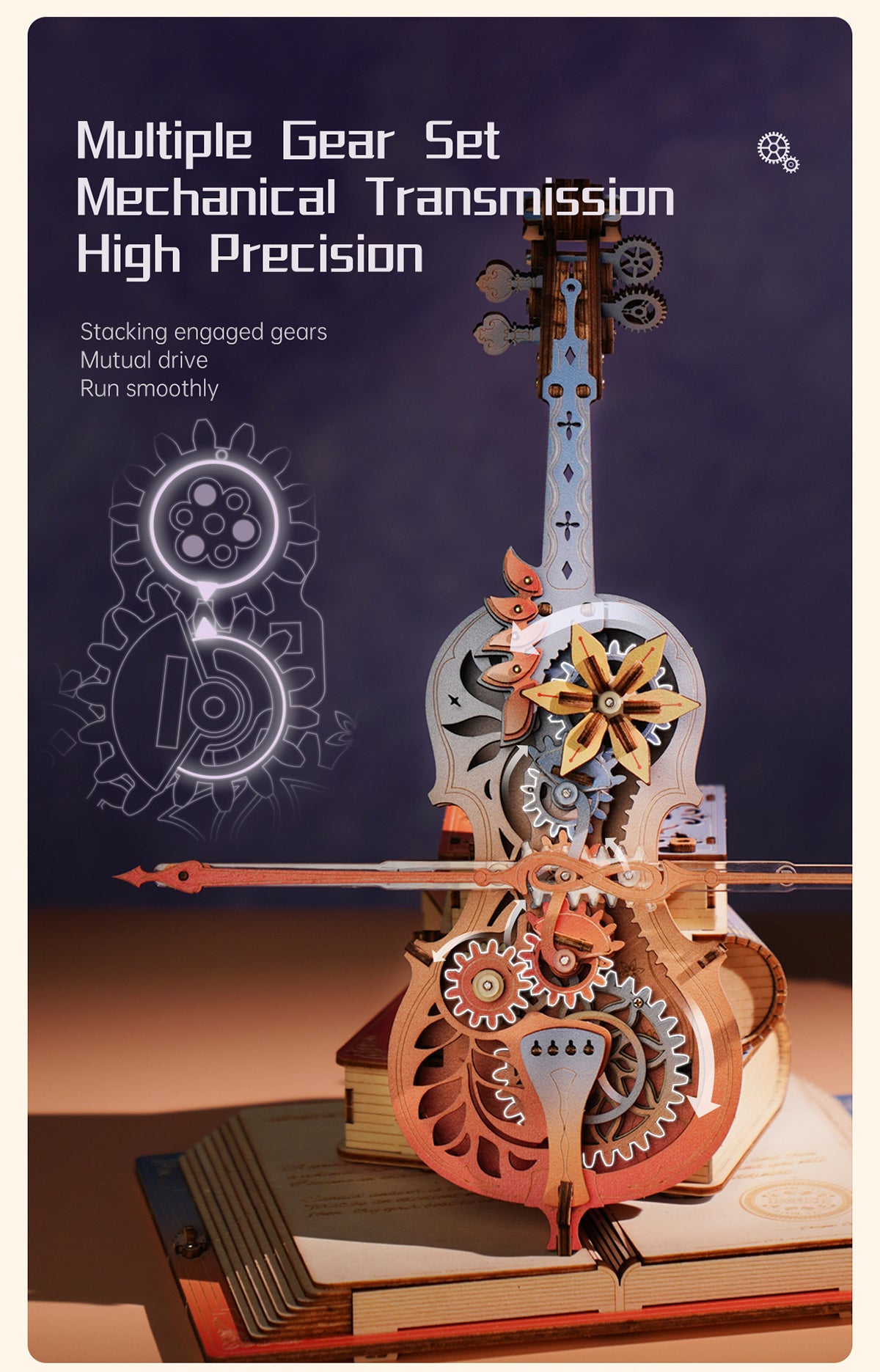 3D Wooden Violin Puzzle Music Box