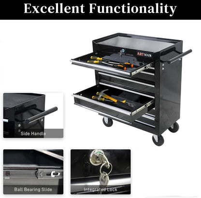 7-Drawer Rolling Tool Cart: Lockable Metal Chest on Wheels