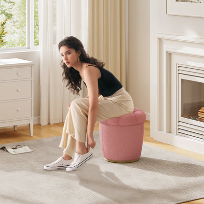Pink Storage Ottoman: Lambswool Footrest & Vanity Stool