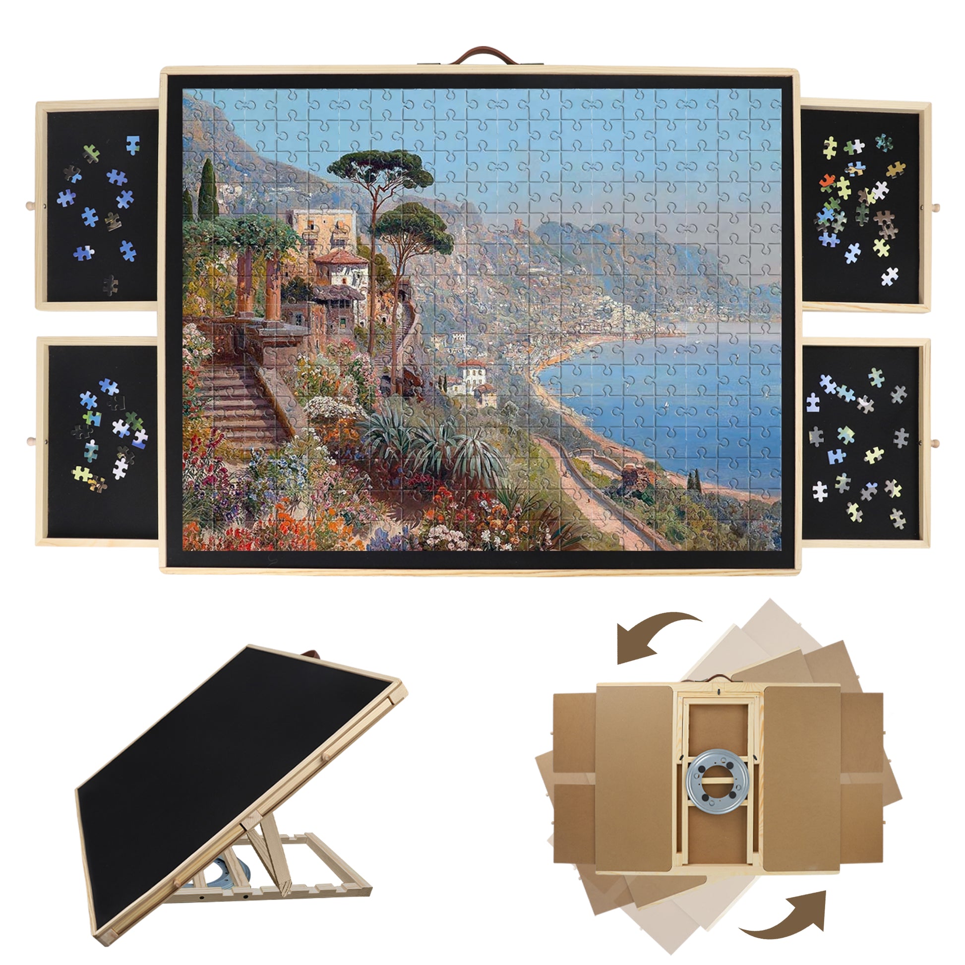Puzzle Table 1500 Pieces: Rotating Board with Storage