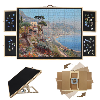 Puzzle Table 1500 Pieces: Rotating Board with Storage