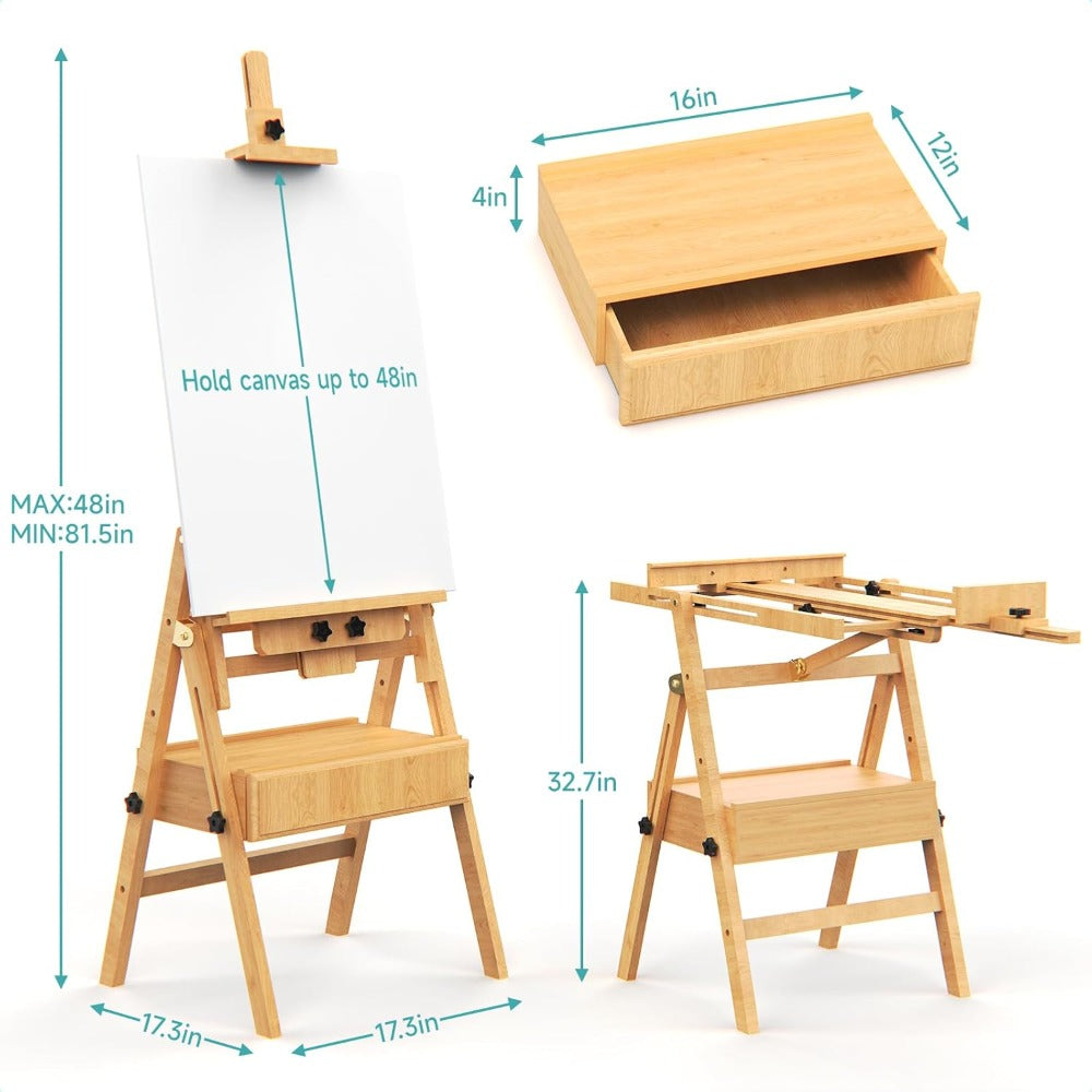 Wooden Art Easel with Storage Drawer