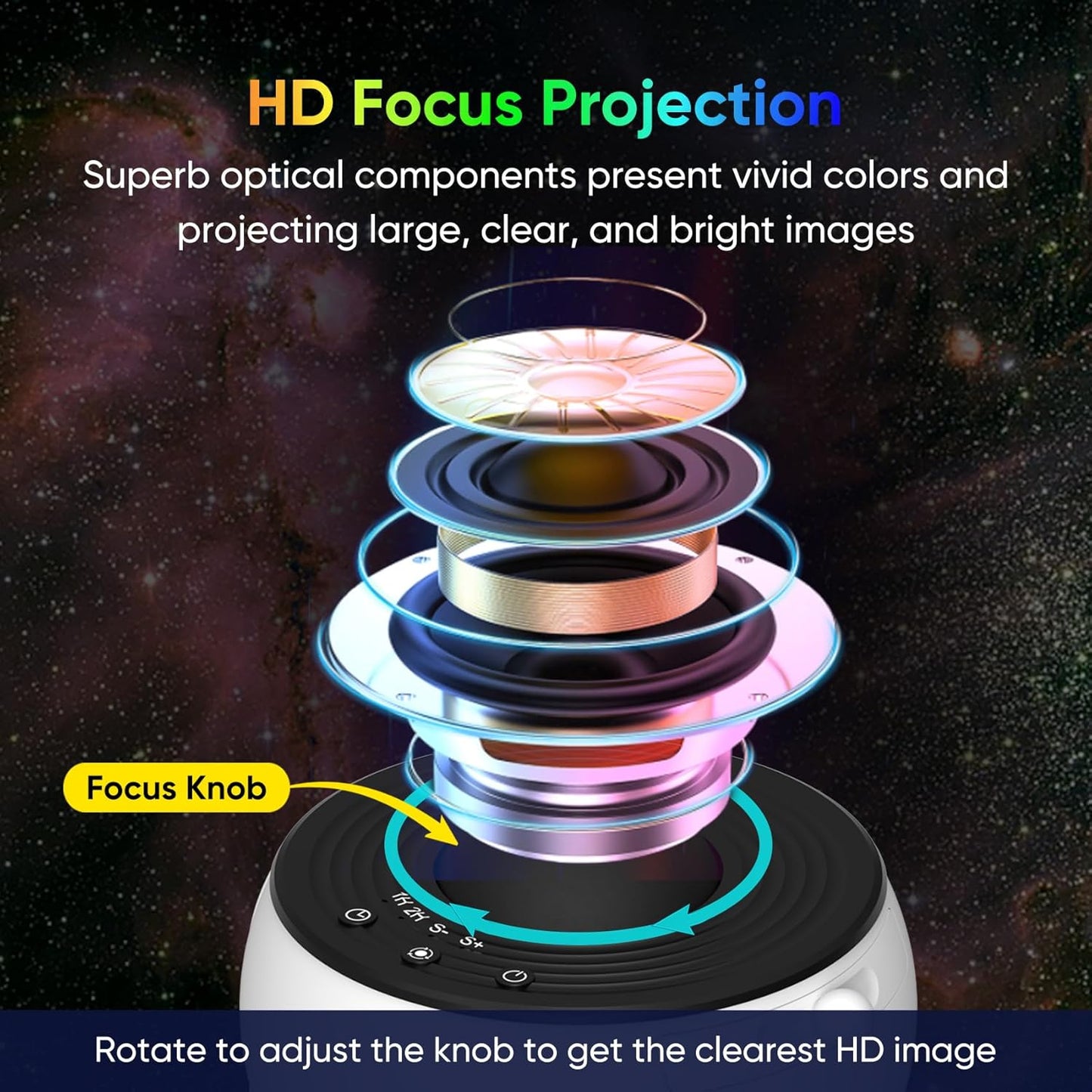 Galaxy Projector: 13 HD Star Films, 360° Rotation, USB Powered