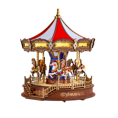3D Wooden Puzzle Carousel Music Box - LED Lights & Nostalgia