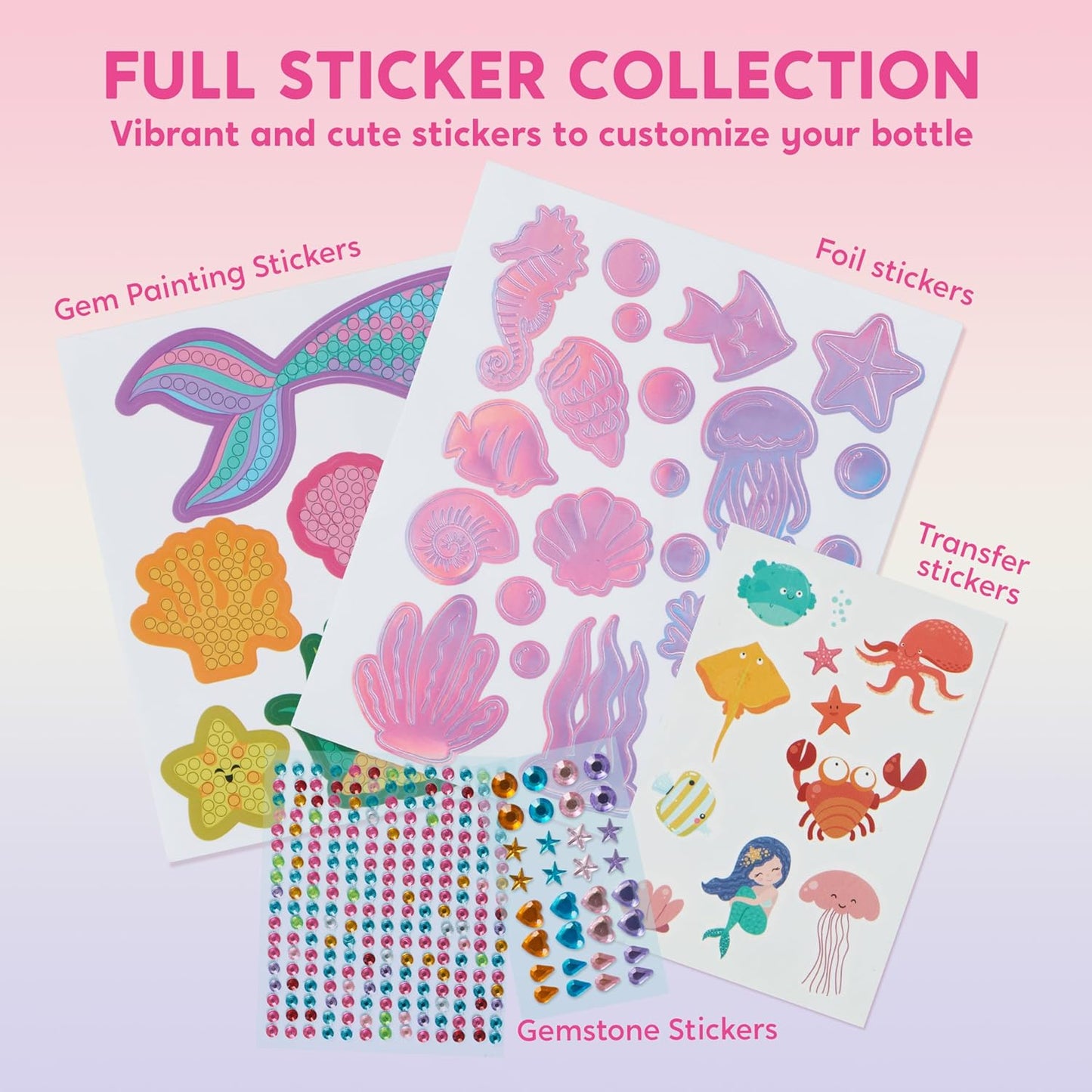 Mermaid DIY Water Bottle Kit - Gem Painting Crafts for Girls