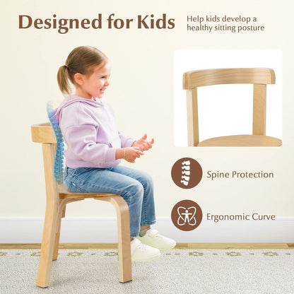 5Pc Kids Table & Chairs - Wooden Set for Playroom & Classroom