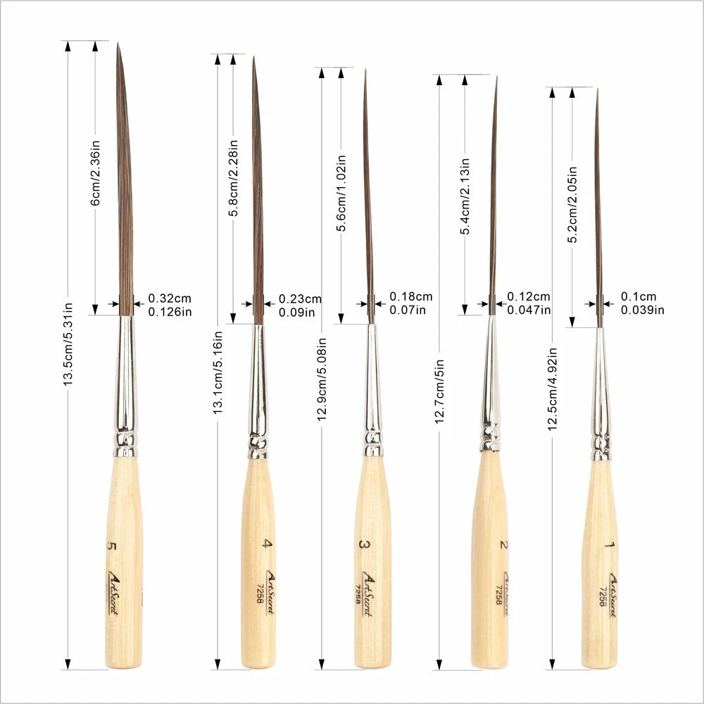 Extra Long Art Liner Paint Brushes