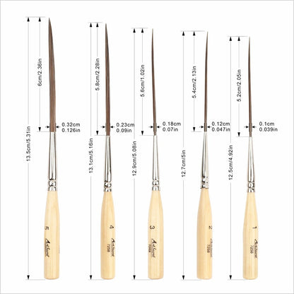 Extra Long Art Liner Paint Brushes